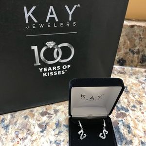 Diamond open heart earrings